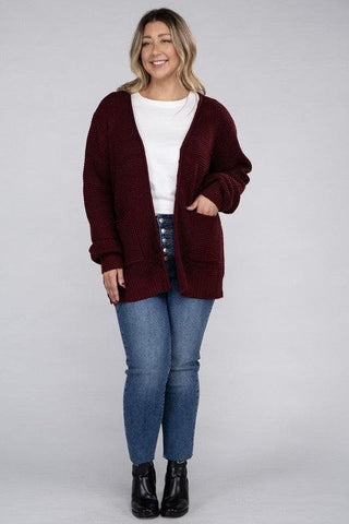 ZENANA PLUS Low Gauge Waffle Open Cardigan Sweater, Multiple Colors - SwagglyLife Home & Fashion