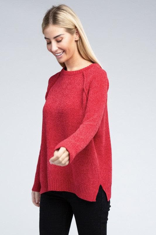 ZENANA Raglan Chenille Sweater - SwagglyLife Home & Fashion