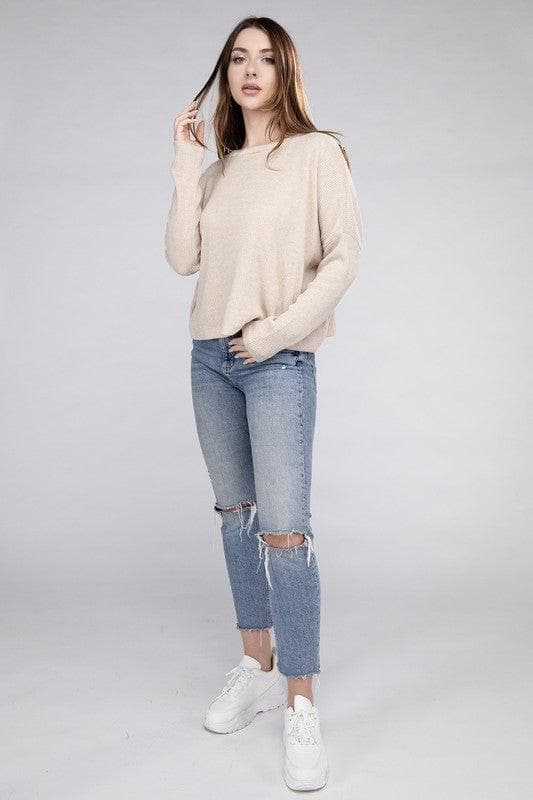 ZENANA Ribbed Dolman Long Sleeve Sweater, 9 Colors - SwagglyLife Home & Fashion