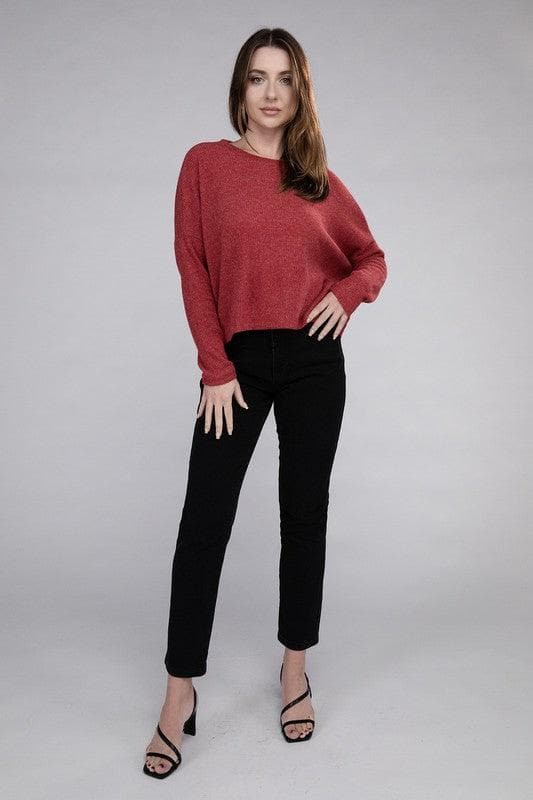 ZENANA Ribbed Dolman Long Sleeve Sweater, 9 Colors - SwagglyLife Home & Fashion