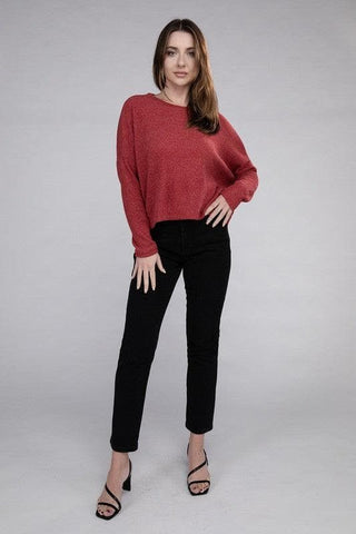 ZENANA Ribbed Dolman Long Sleeve Sweater, 9 Colors - SwagglyLife Home & Fashion