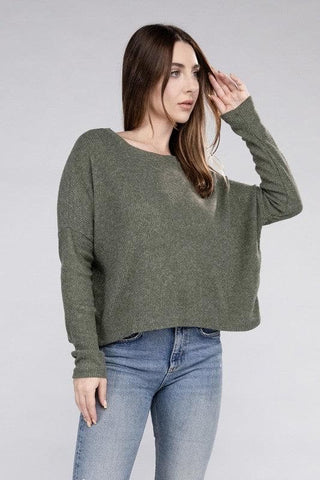 ZENANA Ribbed Dolman Long Sleeve Sweater, 9 Colors - SwagglyLife Home & Fashion