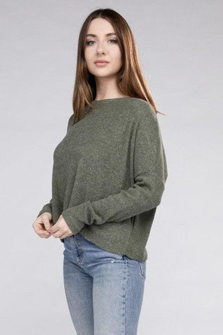 ZENANA Ribbed Dolman Long Sleeve Sweater, 9 Colors - SwagglyLife Home & Fashion