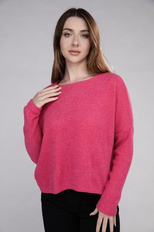 ZENANA Ribbed Dolman Long Sleeve Sweater, 9 Colors - SwagglyLife Home & Fashion