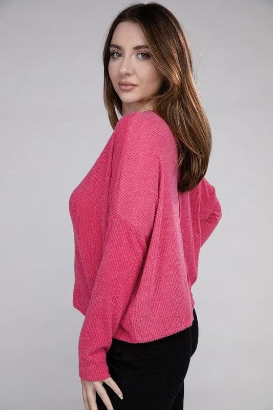 ZENANA Ribbed Dolman Long Sleeve Sweater, 9 Colors - SwagglyLife Home & Fashion