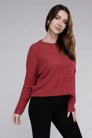 ZENANA Ribbed Dolman Long Sleeve Sweater, 9 Colors - SwagglyLife Home & Fashion