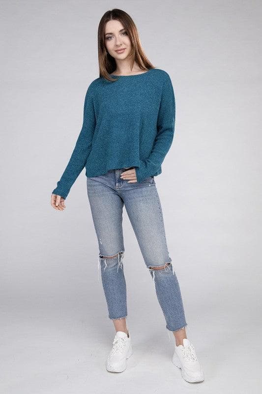 ZENANA Ribbed Dolman Long Sleeve Sweater, 9 Colors - SwagglyLife Home & Fashion