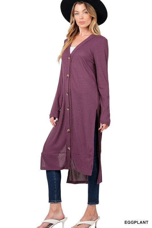 ZENANA Ribbed Long Cardigan, Multiple Colors - SwagglyLife Home & Fashion