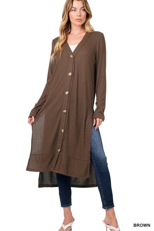 ZENANA Ribbed Long Cardigan, Multiple Colors - SwagglyLife Home & Fashion