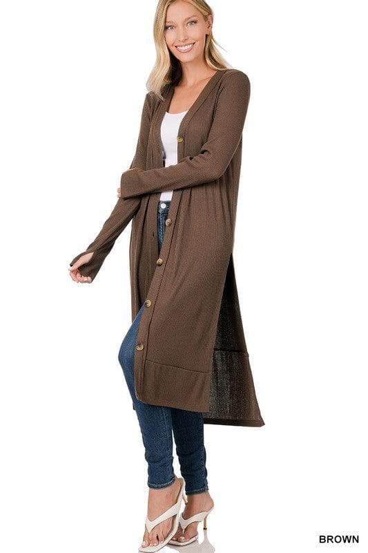 ZENANA Ribbed Long Cardigan, Multiple Colors - SwagglyLife Home & Fashion