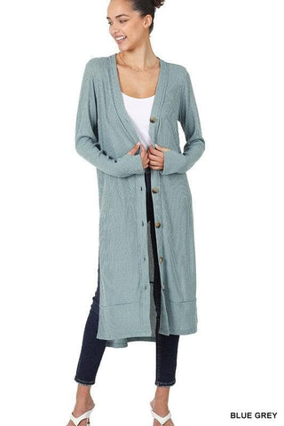 ZENANA Ribbed Long Cardigan, Multiple Colors - SwagglyLife Home & Fashion