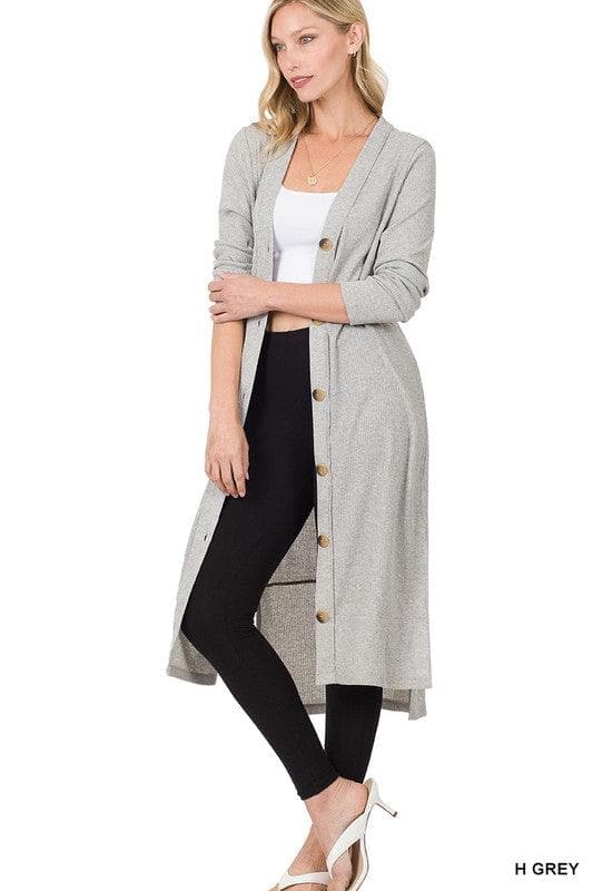 ZENANA Ribbed Long Cardigan, Multiple Colors - SwagglyLife Home & Fashion