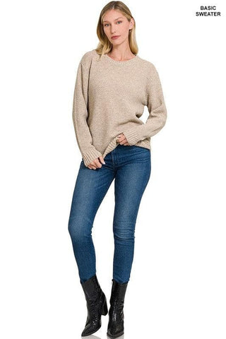 ZENANA Round Neck Basic Sweater - SwagglyLife Home & Fashion