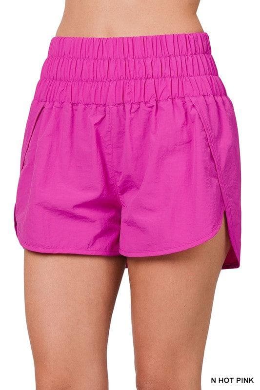 ZENANA Windbreaker Smocked Waistband Running Shorts - SwagglyLife Home & Fashion