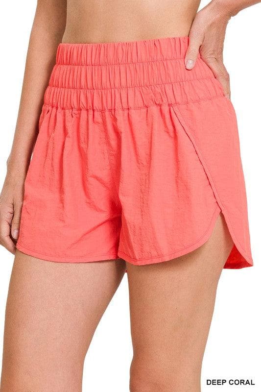 ZENANA Windbreaker Smocked Waistband Running Shorts - SwagglyLife Home & Fashion