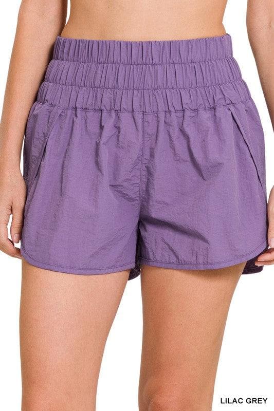 ZENANA Windbreaker Smocked Waistband Running Shorts - SwagglyLife Home & Fashion