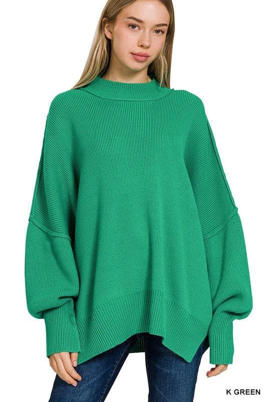 ZENANA Side Slit Oversized Sweater - SwagglyLife Home & Fashion