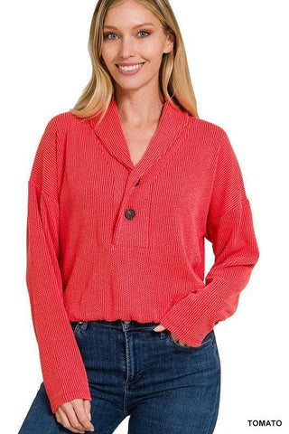 ZENANA Textured Line Elastic Waist Pullover Top - SwagglyLife Home & Fashion