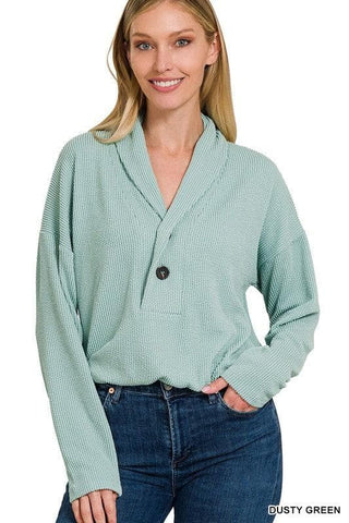 ZENANA Textured Line Elastic Waist Pullover Top - SwagglyLife Home & Fashion