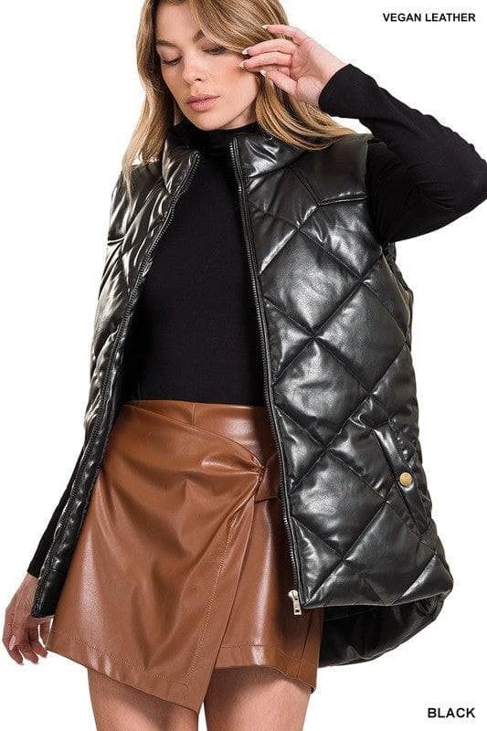 ZENANA Vegan Leather Puffer Vest - SwagglyLife Home & Fashion