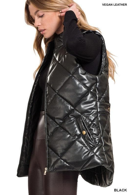 ZENANA Vegan Leather Puffer Vest - SwagglyLife Home & Fashion