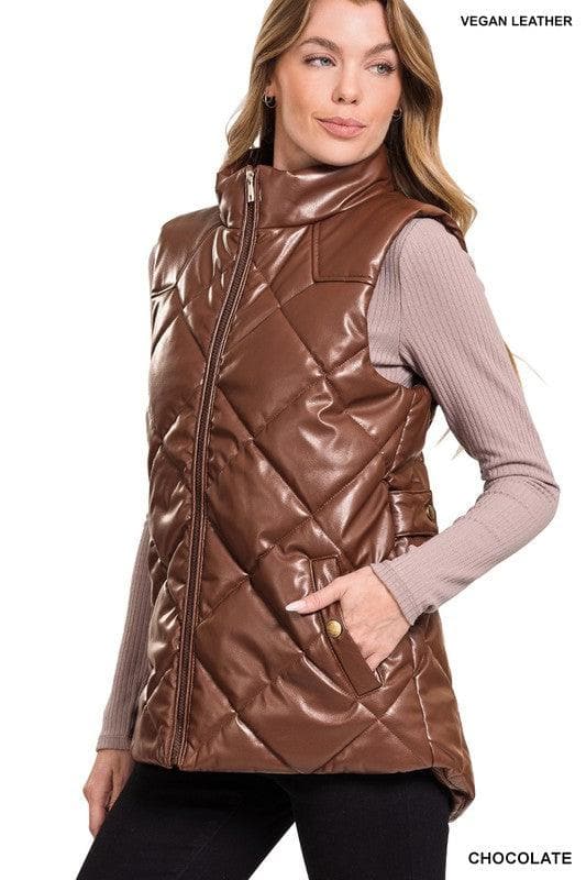 ZENANA Vegan Leather Puffer Vest - SwagglyLife Home & Fashion