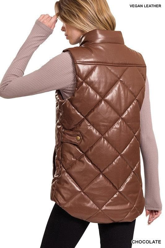 ZENANA Vegan Leather Puffer Vest - SwagglyLife Home & Fashion