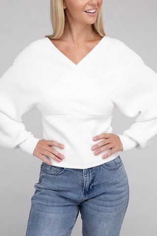 Viscose Cross Wrap Pullover Sweater, Multiple Colors - SwagglyLife Home & Fashion