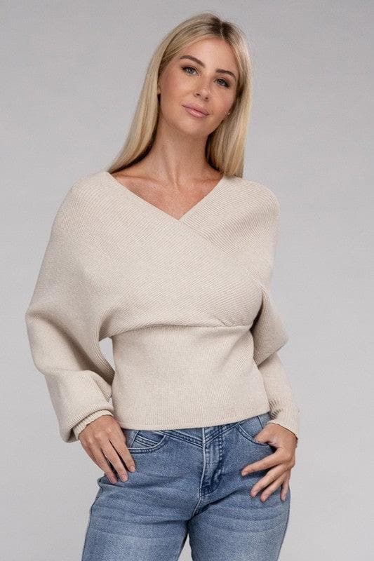 Viscose Cross Wrap Pullover Sweater, Multiple Colors - SwagglyLife Home & Fashion