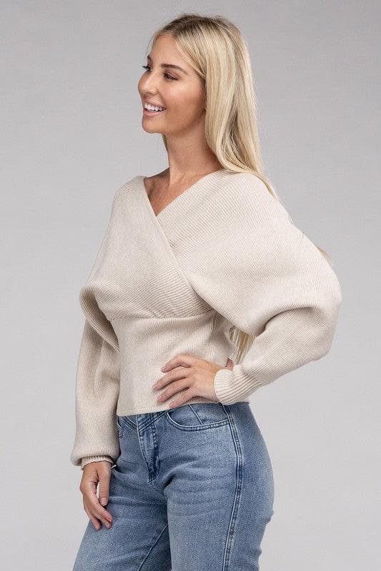Viscose Cross Wrap Pullover Sweater, Multiple Colors - SwagglyLife Home & Fashion