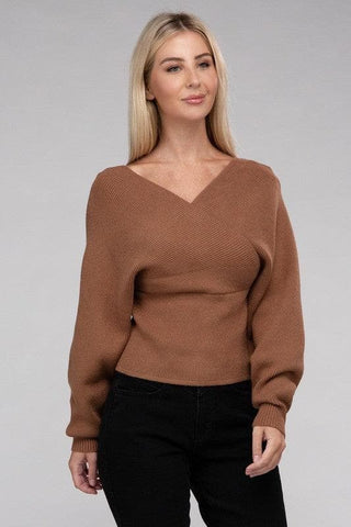 Viscose Cross Wrap Pullover Sweater, Multiple Colors - SwagglyLife Home & Fashion