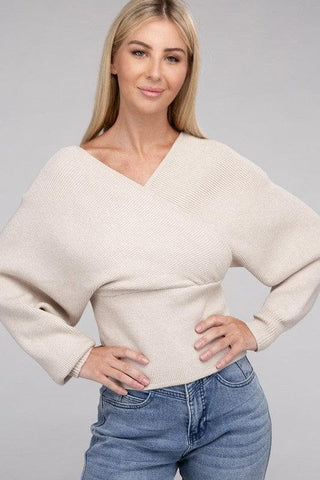 Viscose Cross Wrap Pullover Sweater, Multiple Colors - SwagglyLife Home & Fashion