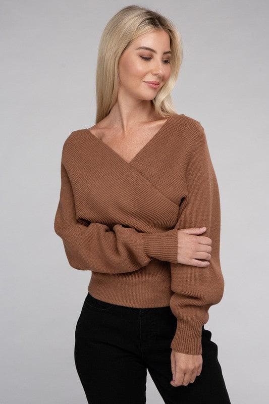 Viscose Cross Wrap Pullover Sweater, Multiple Colors - SwagglyLife Home & Fashion