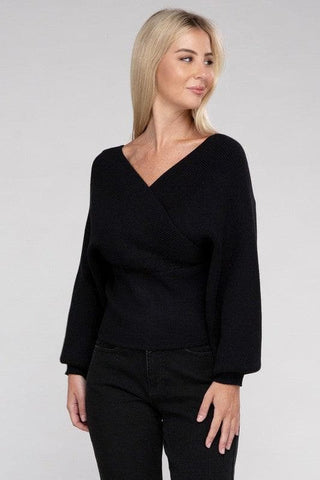 Viscose Cross Wrap Pullover Sweater, Multiple Colors - SwagglyLife Home & Fashion