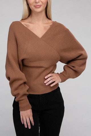 Viscose Cross Wrap Pullover Sweater, Multiple Colors - SwagglyLife Home & Fashion