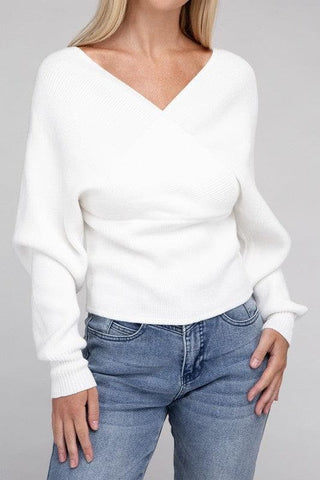 Viscose Cross Wrap Pullover Sweater, Multiple Colors - SwagglyLife Home & Fashion