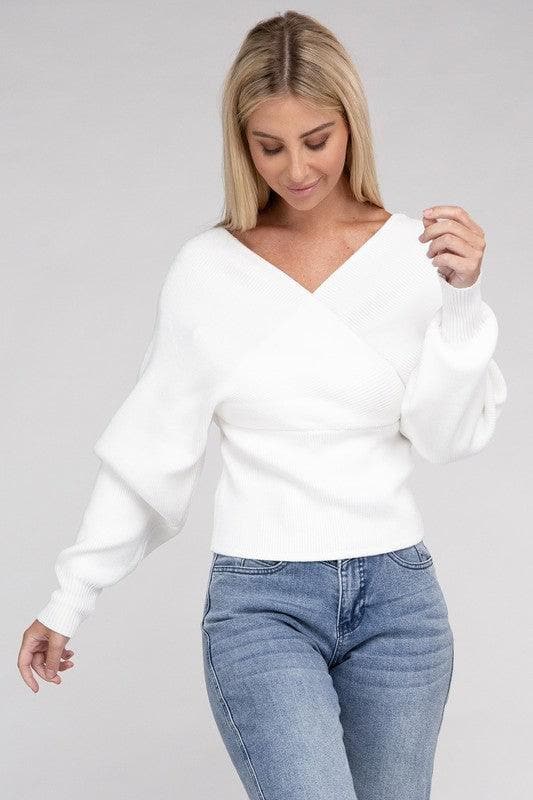 Viscose Cross Wrap Pullover Sweater, Multiple Colors - SwagglyLife Home & Fashion