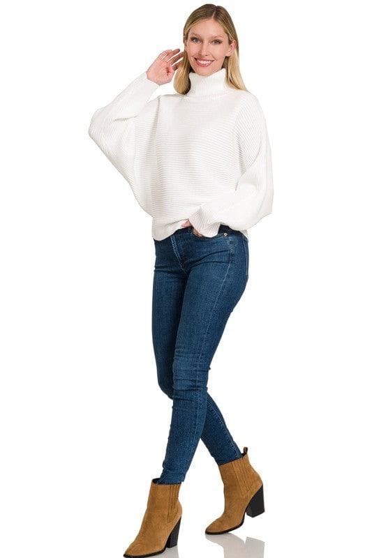 ZENANA Viscose Dolman Sleeve Turtleneck Sweater, 5 Colors - SwagglyLife Home & Fashion