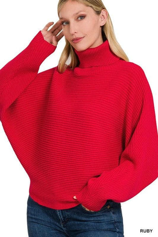 ZENANA Viscose Dolman Sleeve Turtleneck Sweater, 5 Colors - SwagglyLife Home & Fashion