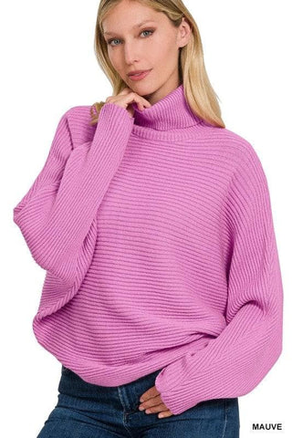 ZENANA Viscose Dolman Sleeve Turtleneck Sweater, 5 Colors - SwagglyLife Home & Fashion