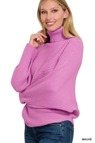 ZENANA Viscose Dolman Sleeve Turtleneck Sweater, 5 Colors - SwagglyLife Home & Fashion