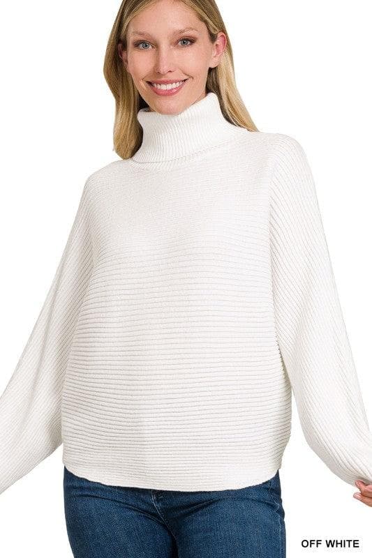 ZENANA Viscose Dolman Sleeve Turtleneck Sweater, 5 Colors - SwagglyLife Home & Fashion