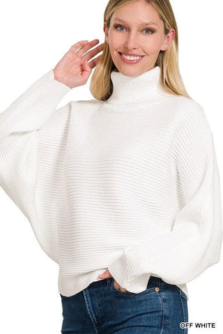 ZENANA Viscose Dolman Sleeve Turtleneck Sweater, 5 Colors - SwagglyLife Home & Fashion