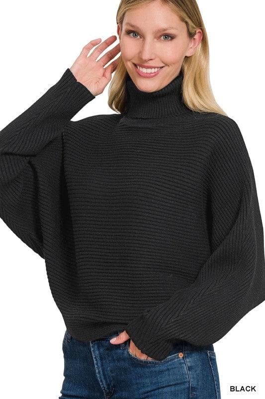 ZENANA Viscose Dolman Sleeve Turtleneck Sweater, 5 Colors - SwagglyLife Home & Fashion