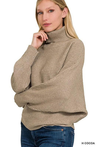 ZENANA Viscose Dolman Sleeve Turtleneck Sweater, 5 Colors - SwagglyLife Home & Fashion