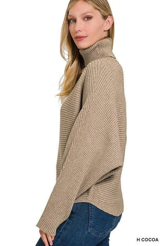 ZENANA Viscose Dolman Sleeve Turtleneck Sweater, 5 Colors - SwagglyLife Home & Fashion