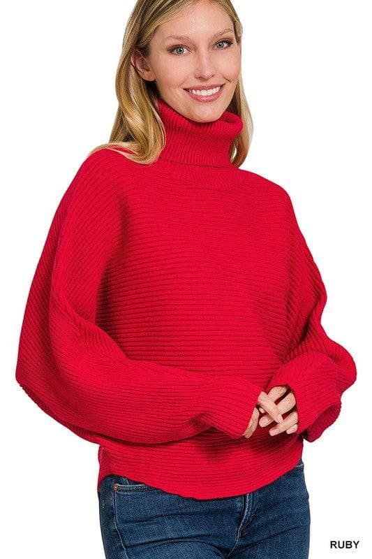 ZENANA Viscose Dolman Sleeve Turtleneck Sweater, 5 Colors - SwagglyLife Home & Fashion