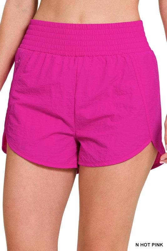 ZENANA Windbreaker Smocked Waistband Running Shorts - SwagglyLife Home & Fashion