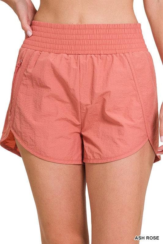 ZENANA Windbreaker Smocked Waistband Running Shorts - SwagglyLife Home & Fashion