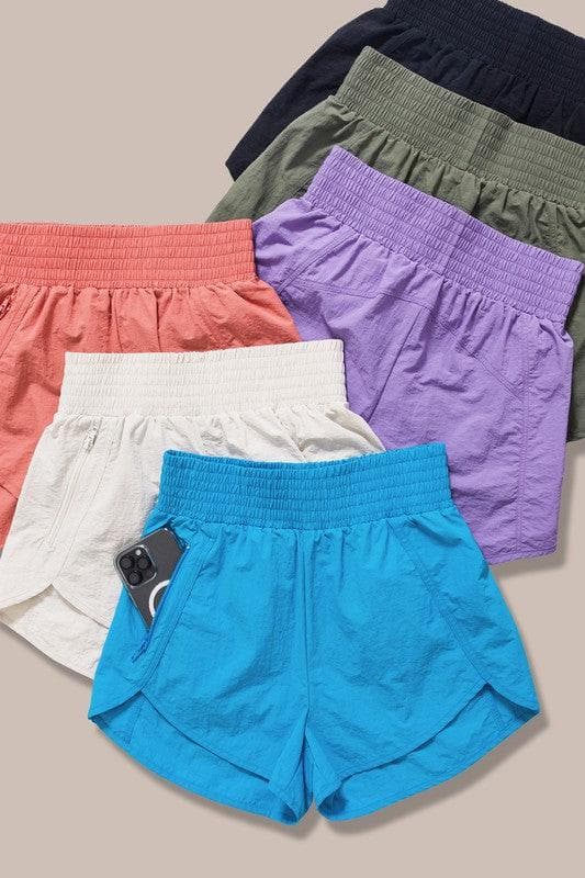 ZENANA Windbreaker Smocked Waistband Running Shorts - SwagglyLife Home & Fashion